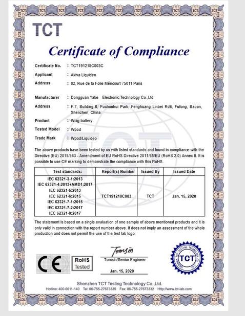 Китай VFREED TECH LIMITED Сертификаты