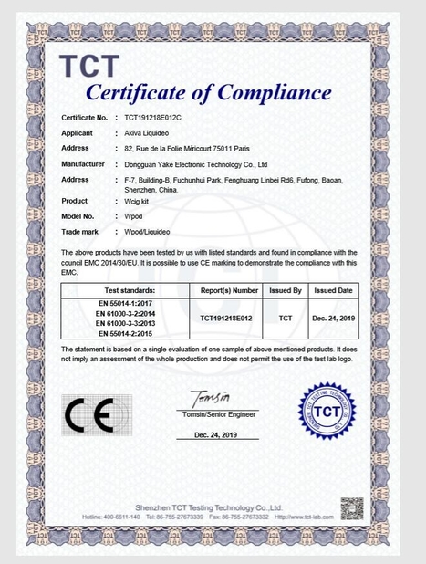 Китай VFREED TECH LIMITED Сертификаты
