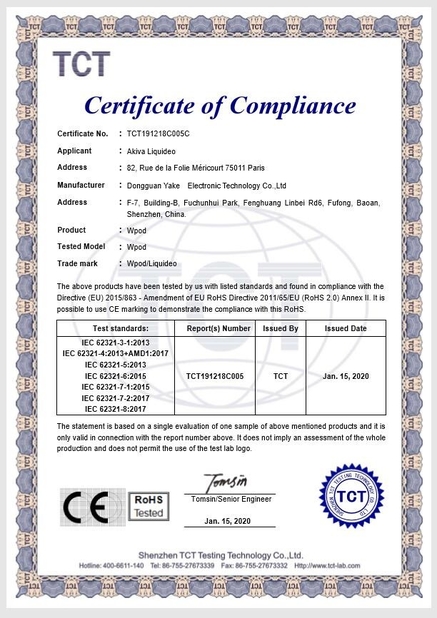 Китай VFREED TECH LIMITED Сертификаты